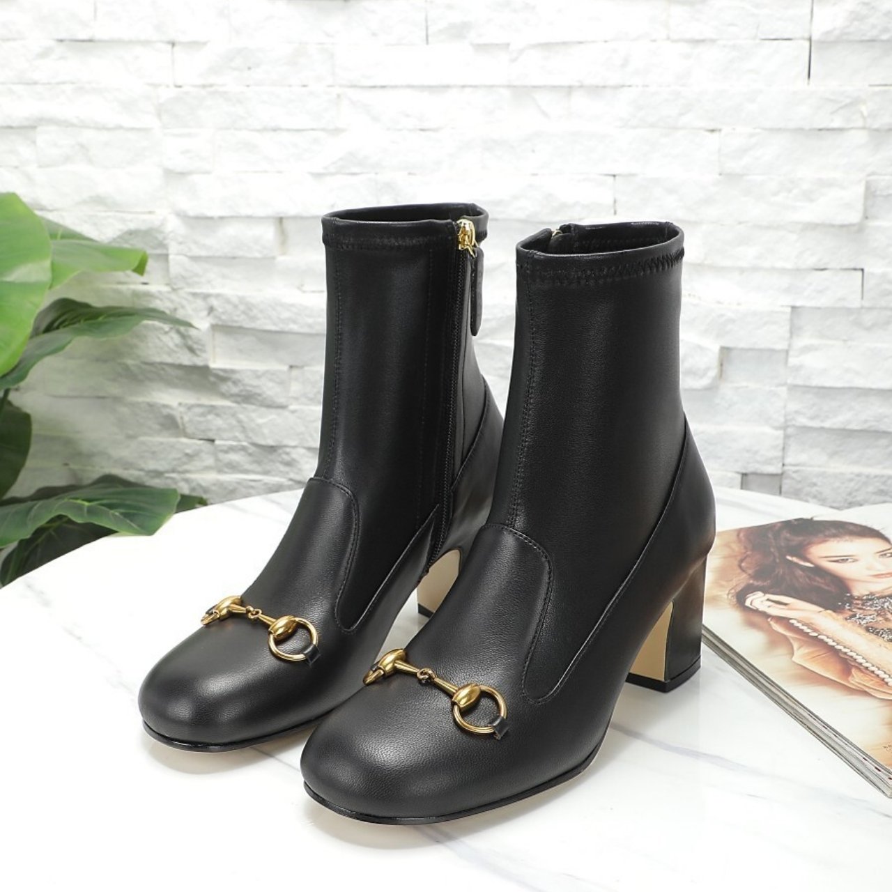 Gvc*1 Women Horsebit Ankle Bootie ‎Black 794334 Aadp3 1000