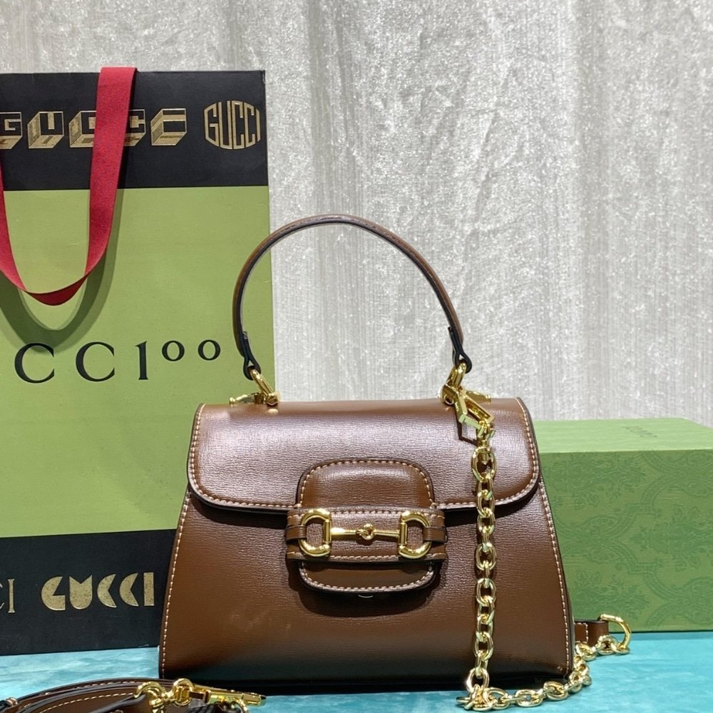 Gvc*1 Horsebit 1955 Mini Top Handle Bag Light Brown 29Cm 703848 Aaa7G 2361