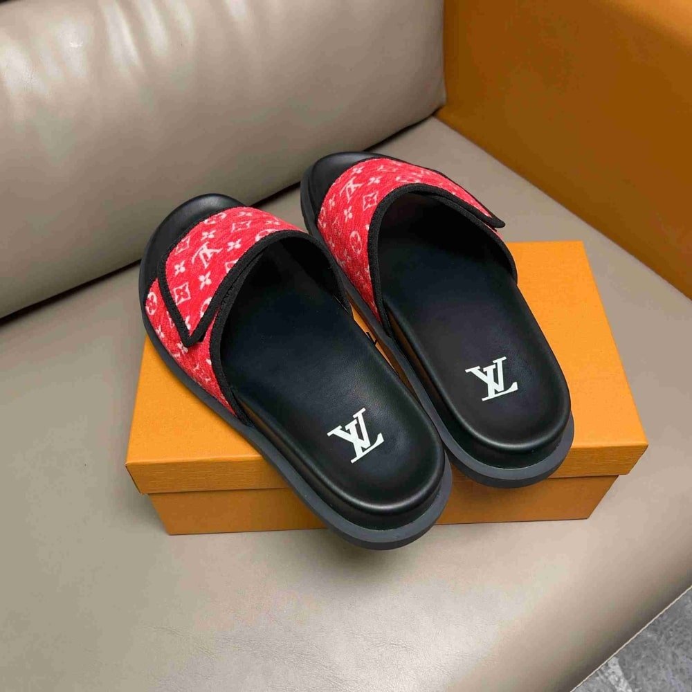 L0vis Vvtt0n Velcro Slides Monogram Red