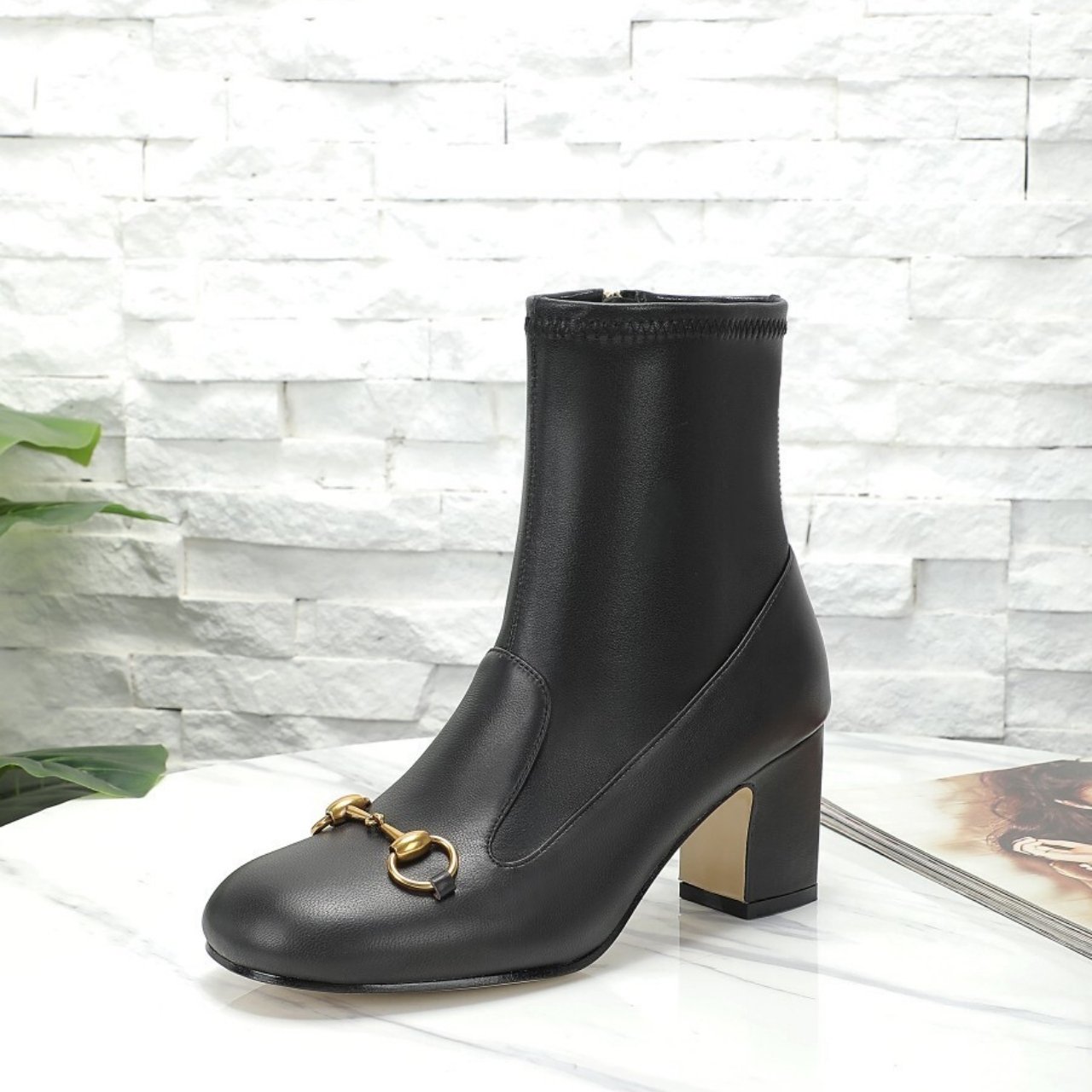 Gvc*1 Women Horsebit Ankle Bootie ‎Black 794334 Aadp3 1000