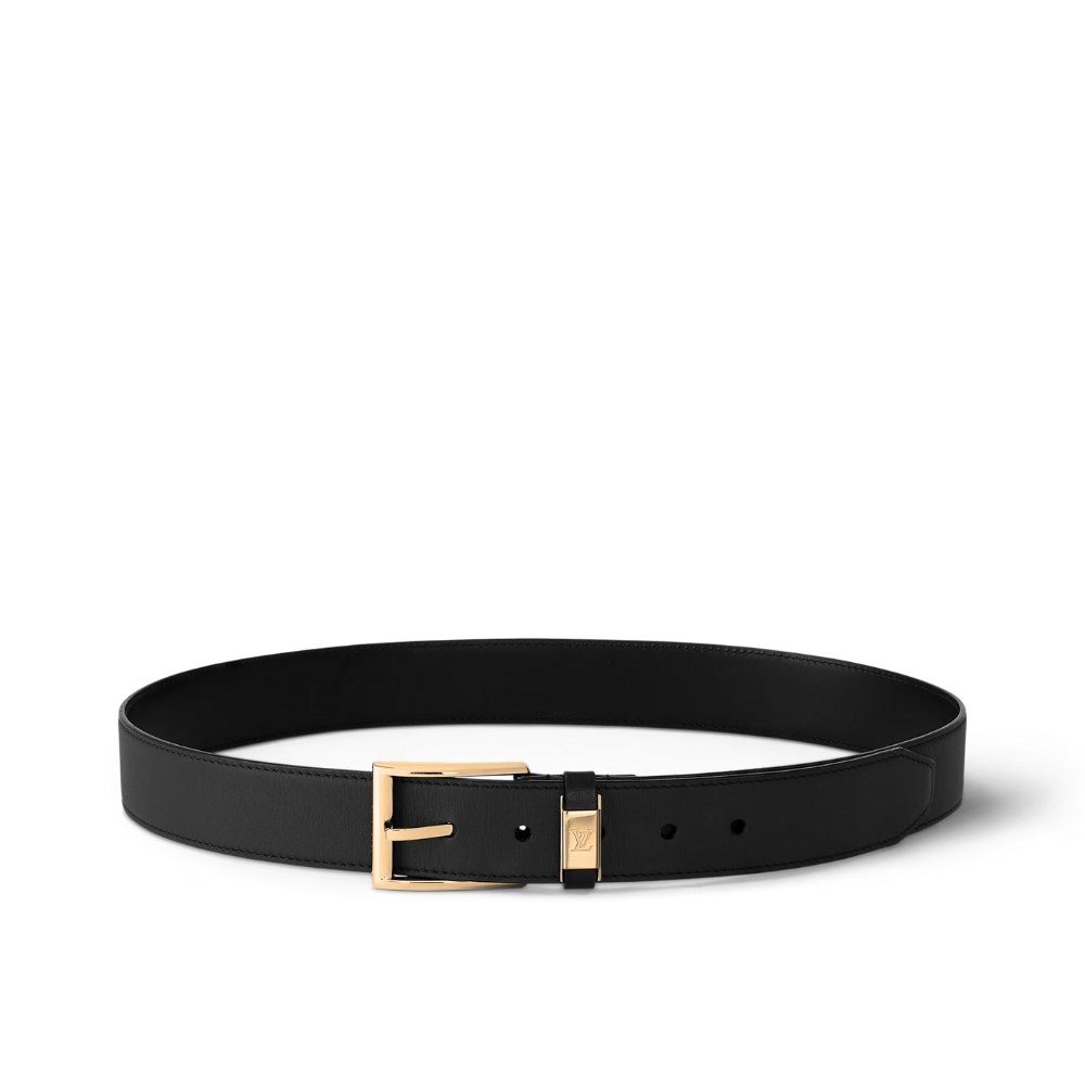 L0vis Vvtt0n LV City Pin Belt Gold Hardware Black 35mm