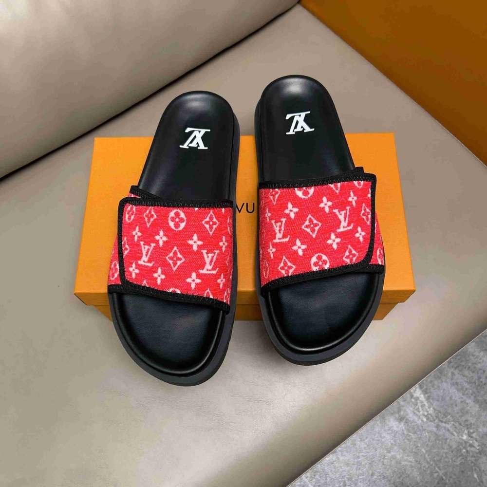 L0vis Vvtt0n Velcro Slides Monogram Red