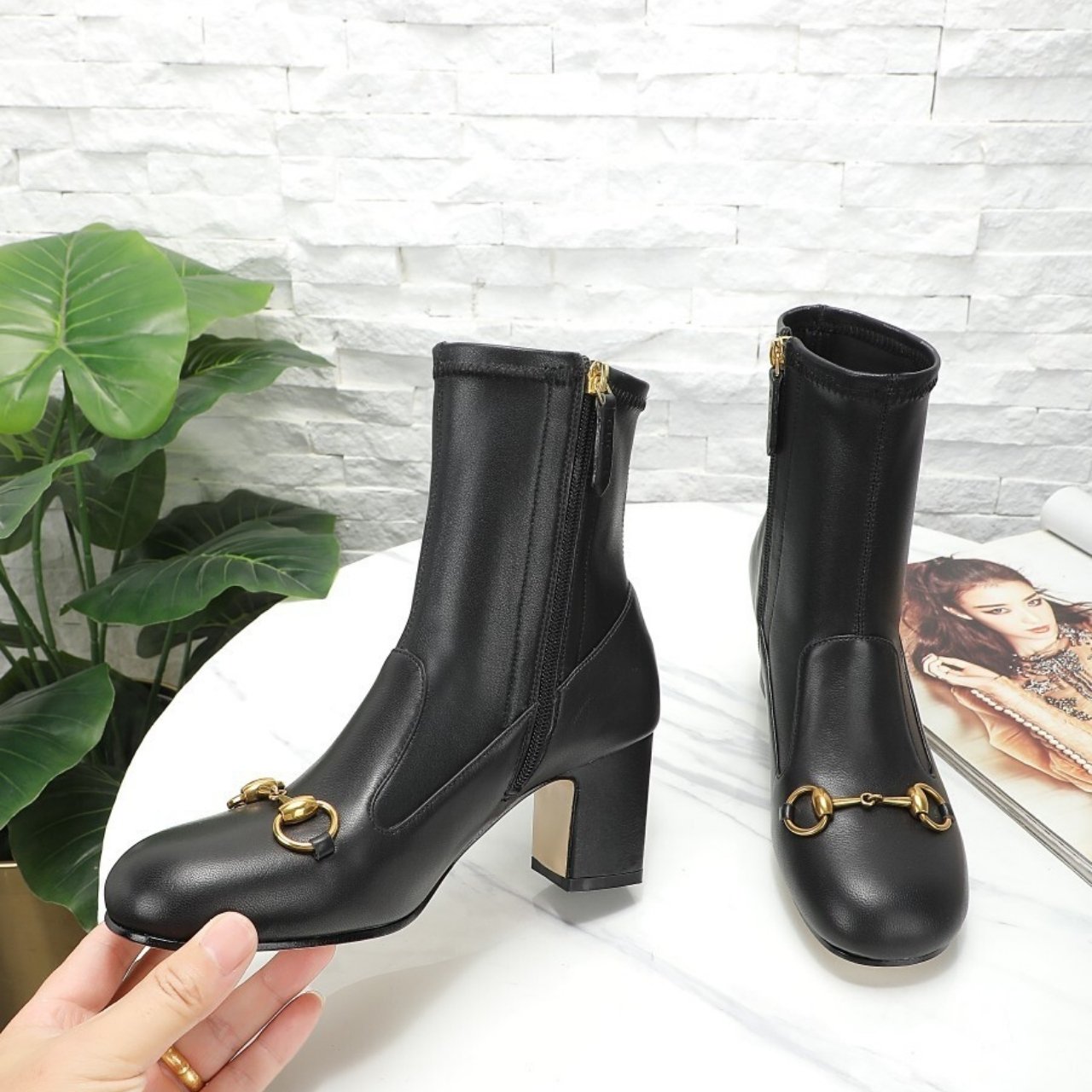Gvc*1 Women Horsebit Ankle Bootie ‎Black 794334 Aadp3 1000
