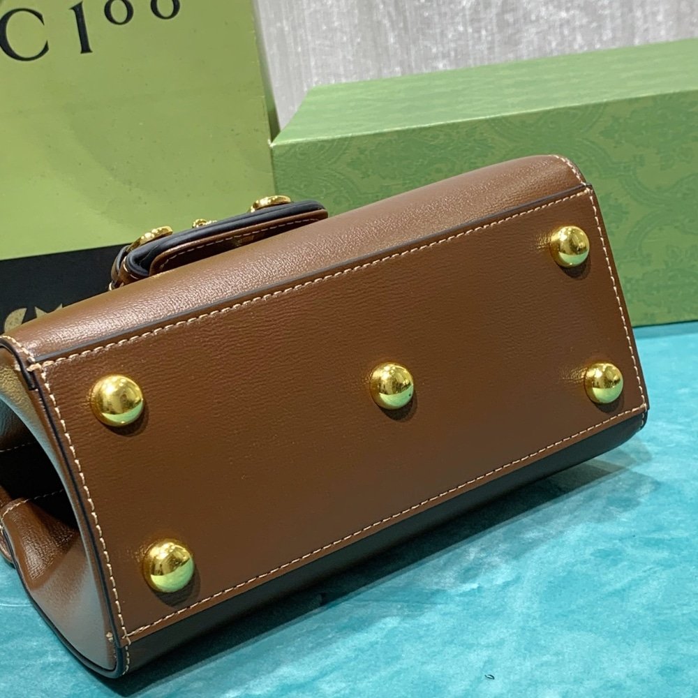 Gvc*1 Horsebit 1955 Mini Top Handle Bag Light Brown 29Cm 703848 Aaa7G 2361