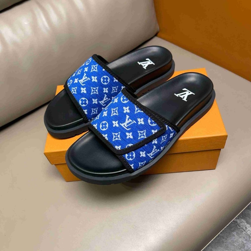 L0vis Vvtt0n Velcro Slides Monogram Blue
