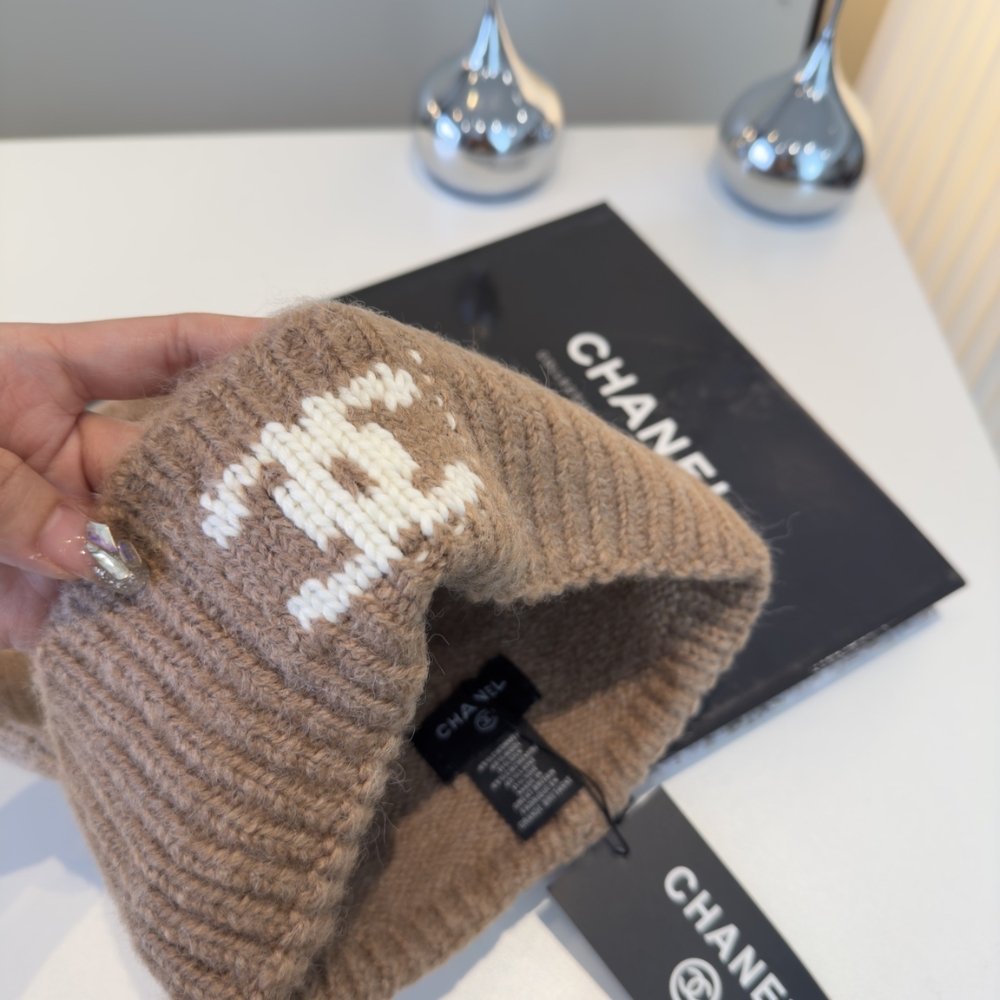 Ch**el Cc Knitted Beanie Brown