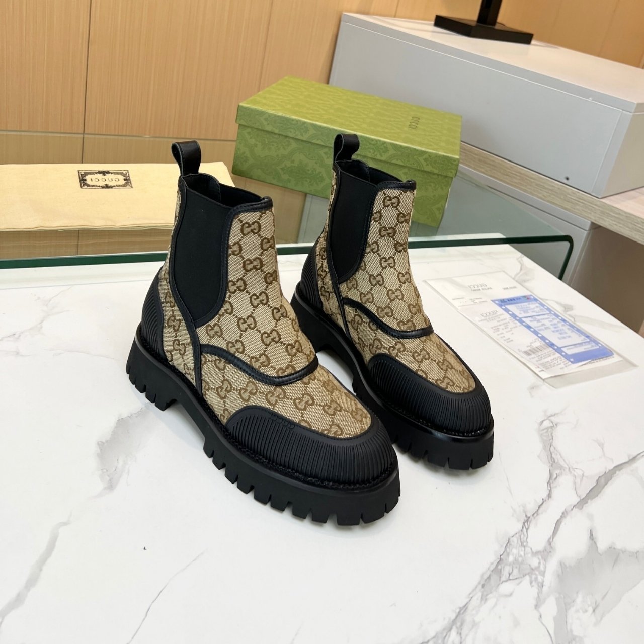 Gvc*1 Gg Canvas Ankle Boot Beige 751711 Fabsq 9751