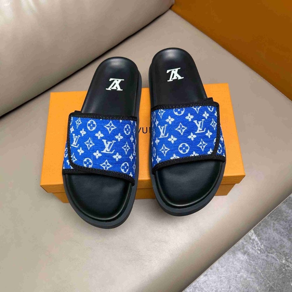 L0vis Vvtt0n Velcro Slides Monogram Blue