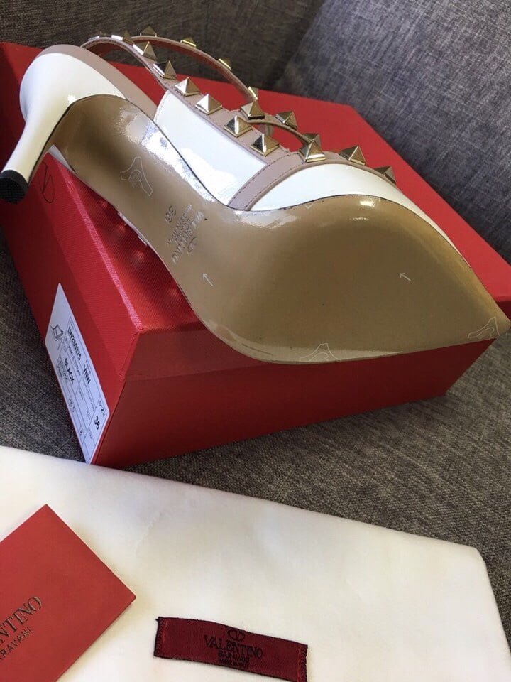 Va1e*ntin0 Patent Rockstud Caged Pump 100Mm Light Ivory Zw2S0393Vnwl62