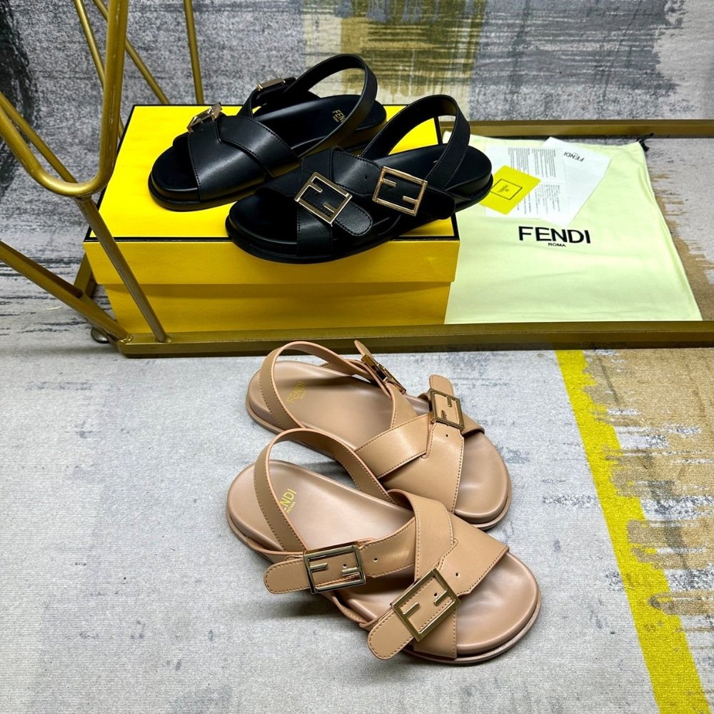F**di Feel Leather Slides Black 8X8647Na7F0Qa1