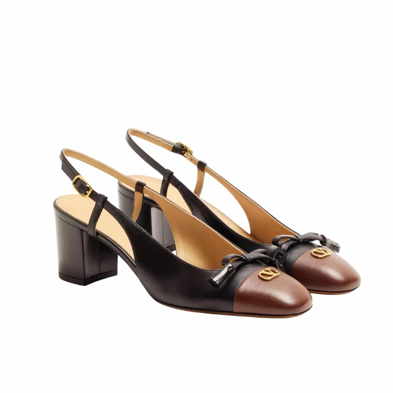 Va1e*ntin0 Garavani Valet Du Roi Slingback Pump Black And Coffe 7W2S0Mh9Ddt Bxv
