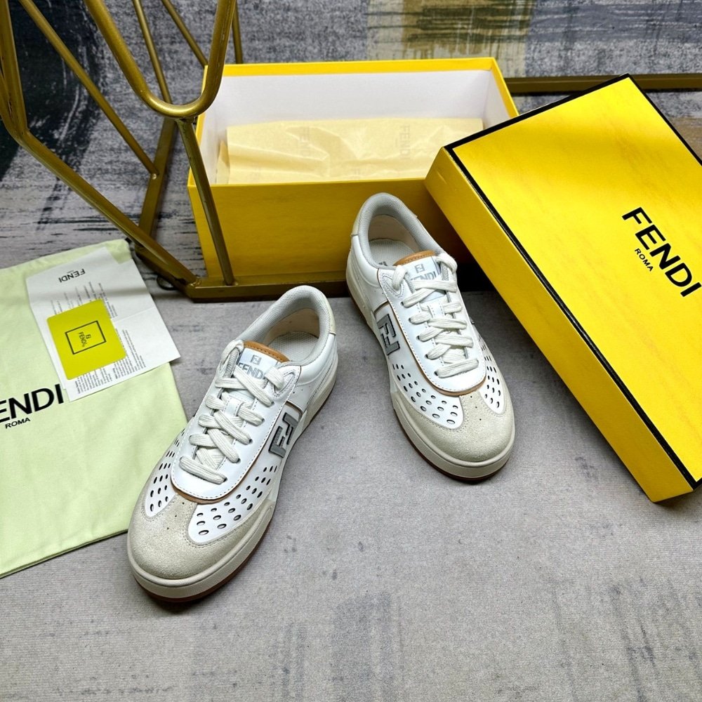 F**di Match Suede Low Tops White And Brown 8E8670Asb2F1Rux
