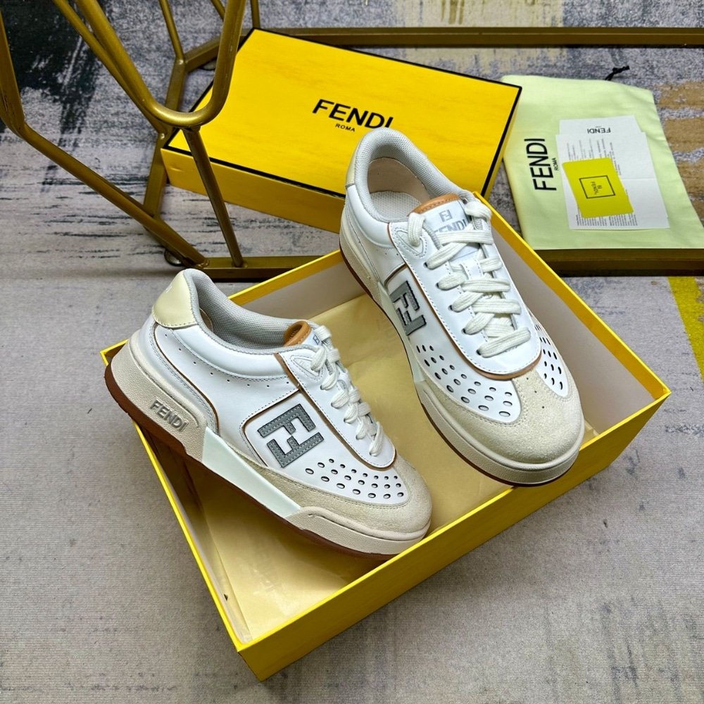 F**di Match Suede Low Tops White And Brown 8E8670Asb2F1Rux