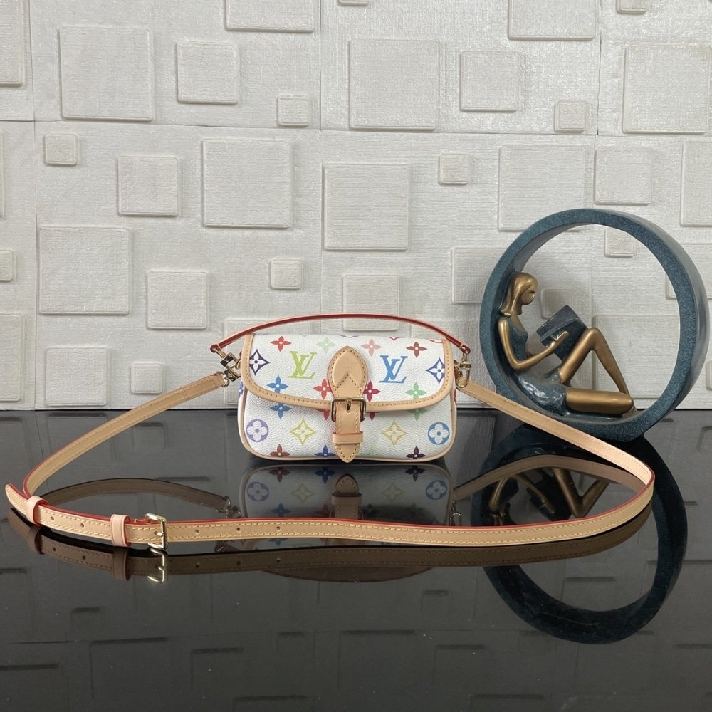 [S*per Vip 1:1] L0vis Vvtt0n X Takashi Murakami Nano Diane Bag Multicolored Blanc 19Cm M14194