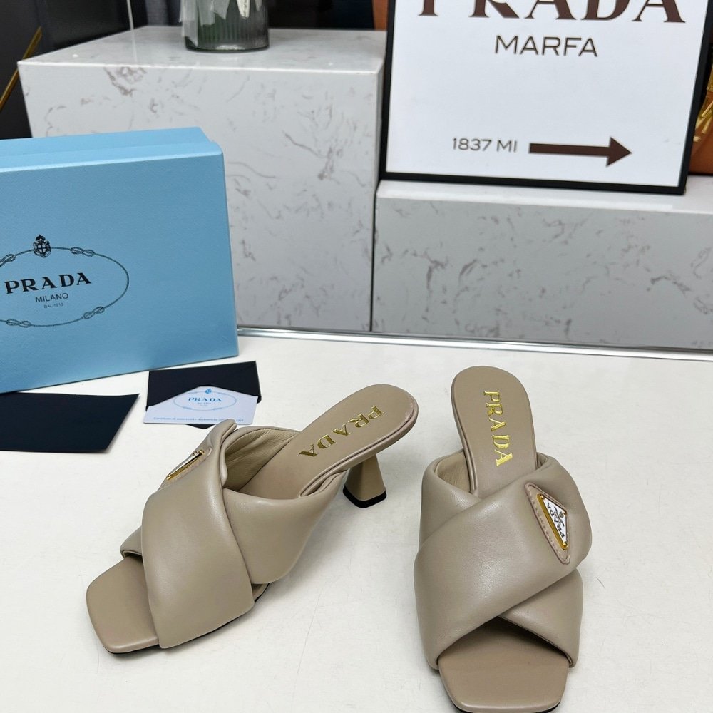 Pra*a Padded Nappa Sandals Beige 1Xx754 2Dl8 F0036 F 065