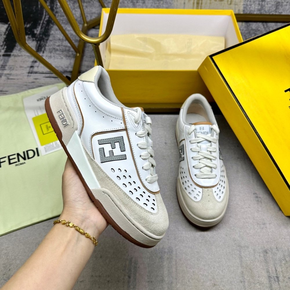 F**di Match Suede Low Tops White And Brown 8E8670Asb2F1Rux