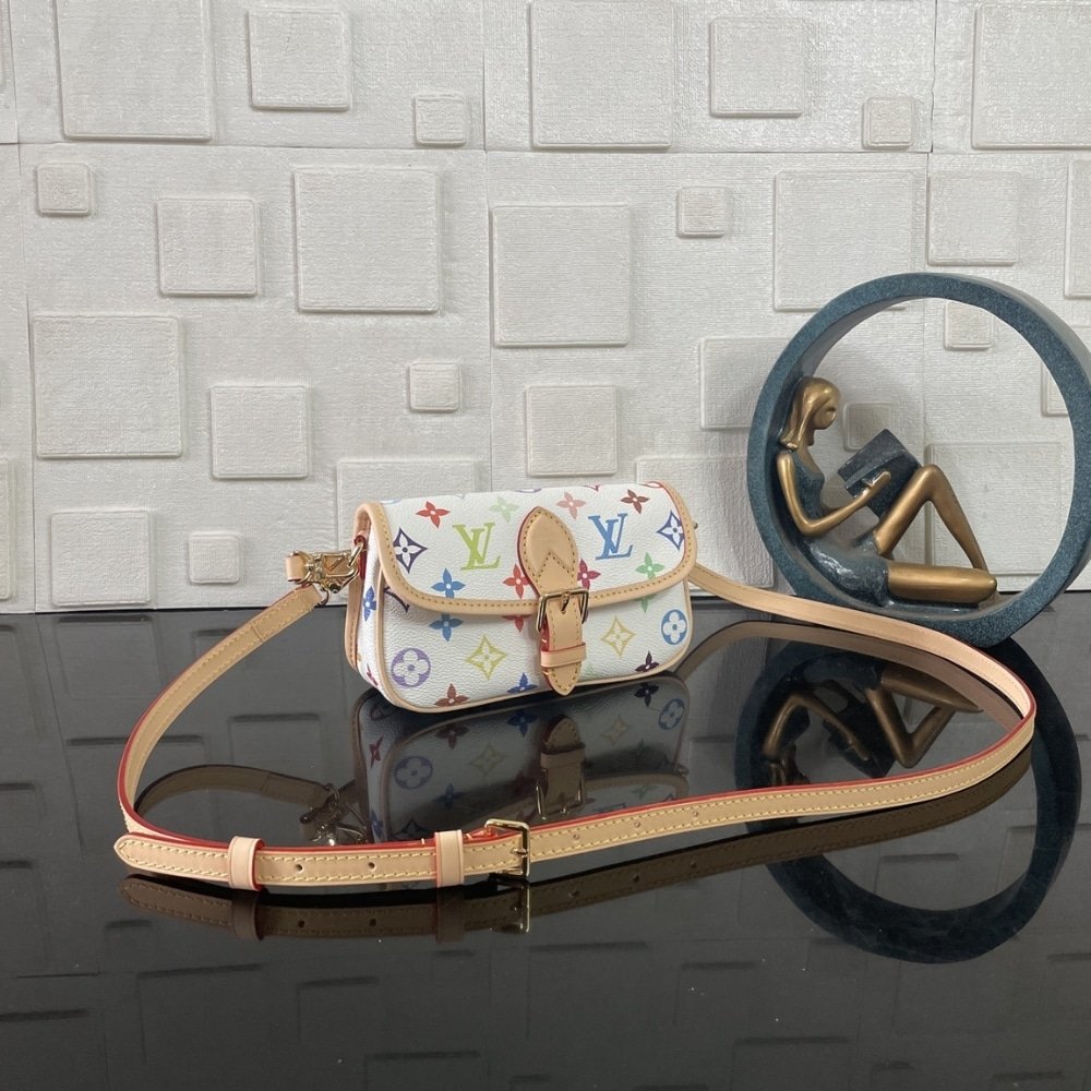 [S*per Vip 1:1] L0vis Vvtt0n X Takashi Murakami Nano Diane Bag Multicolored Blanc 19Cm M14194