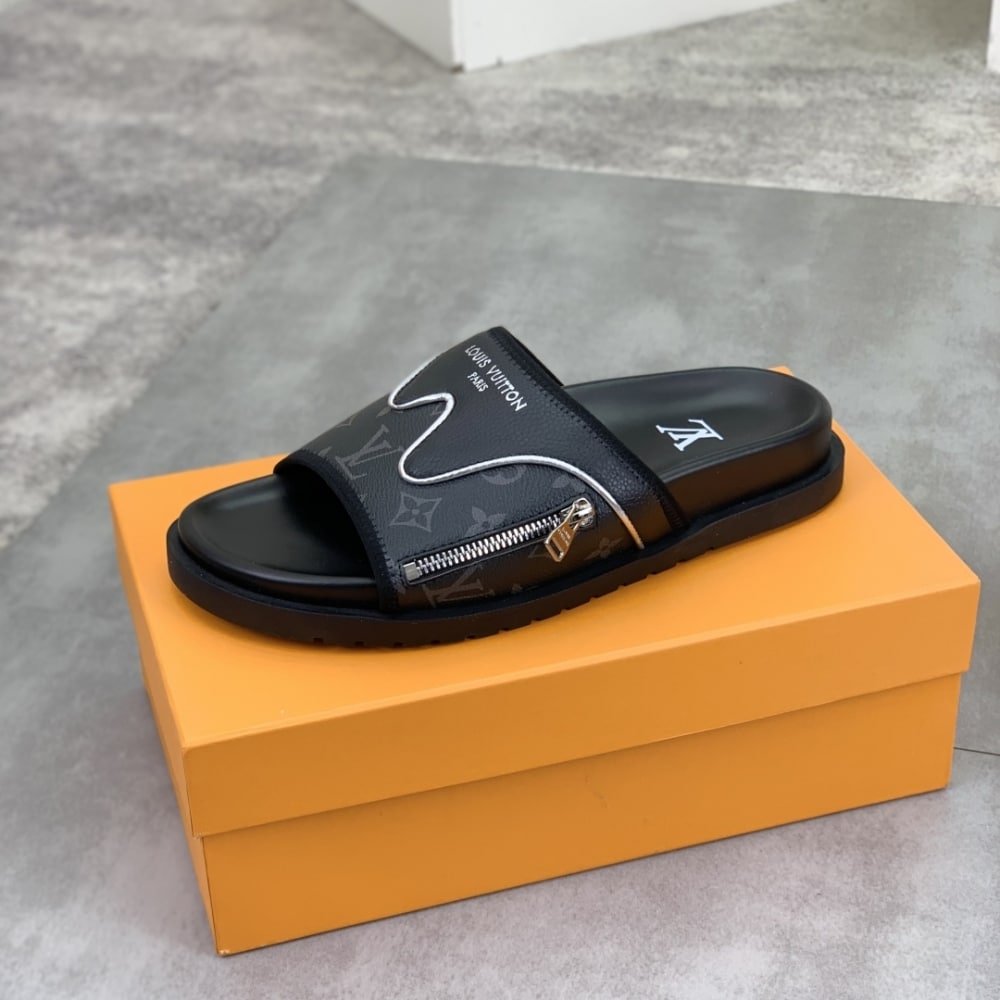 L0vis Vvtt0n Velcro Slippers Lock Edge Black