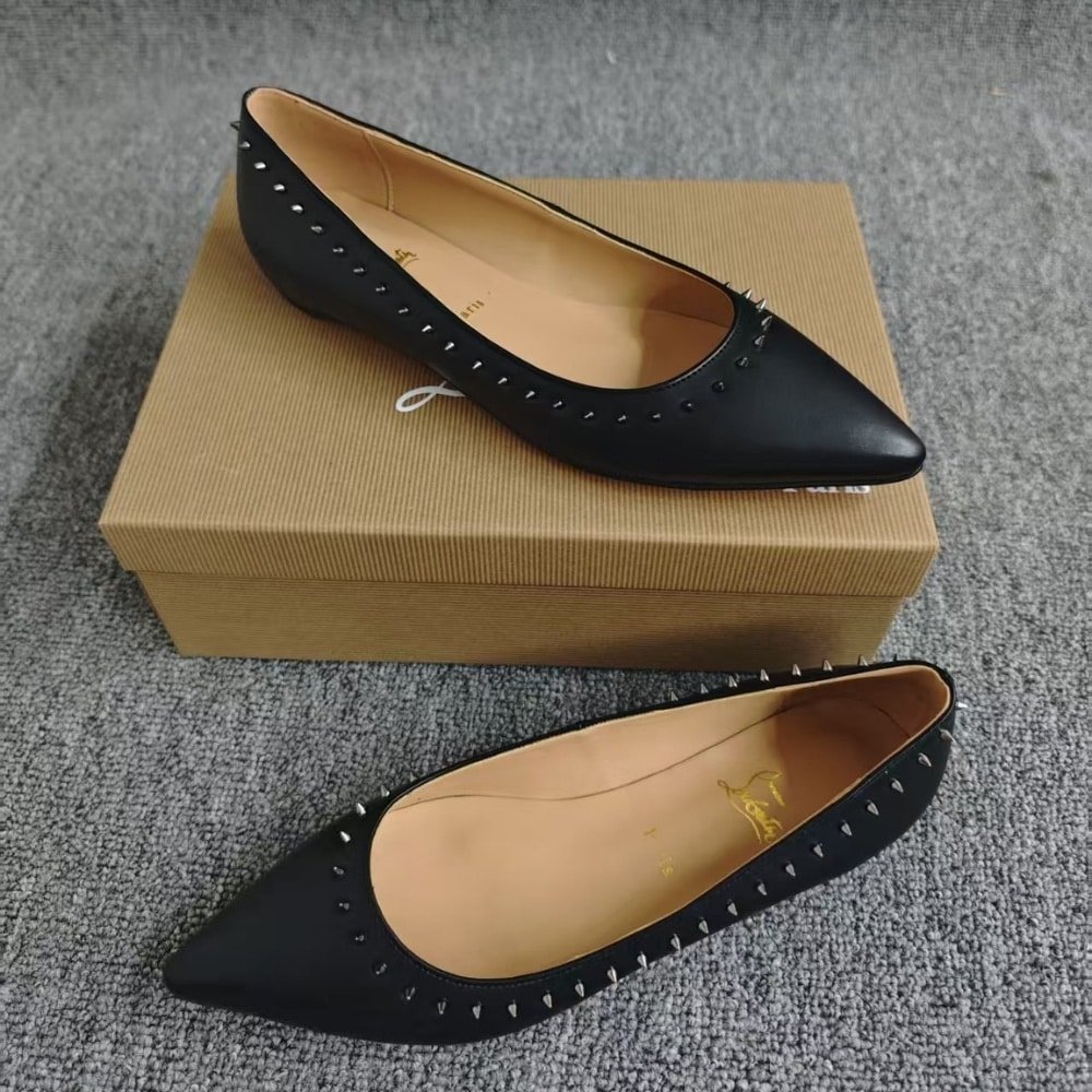 Chr1st1an Louboutin Studded Anjalina Flat Black 3151261B142