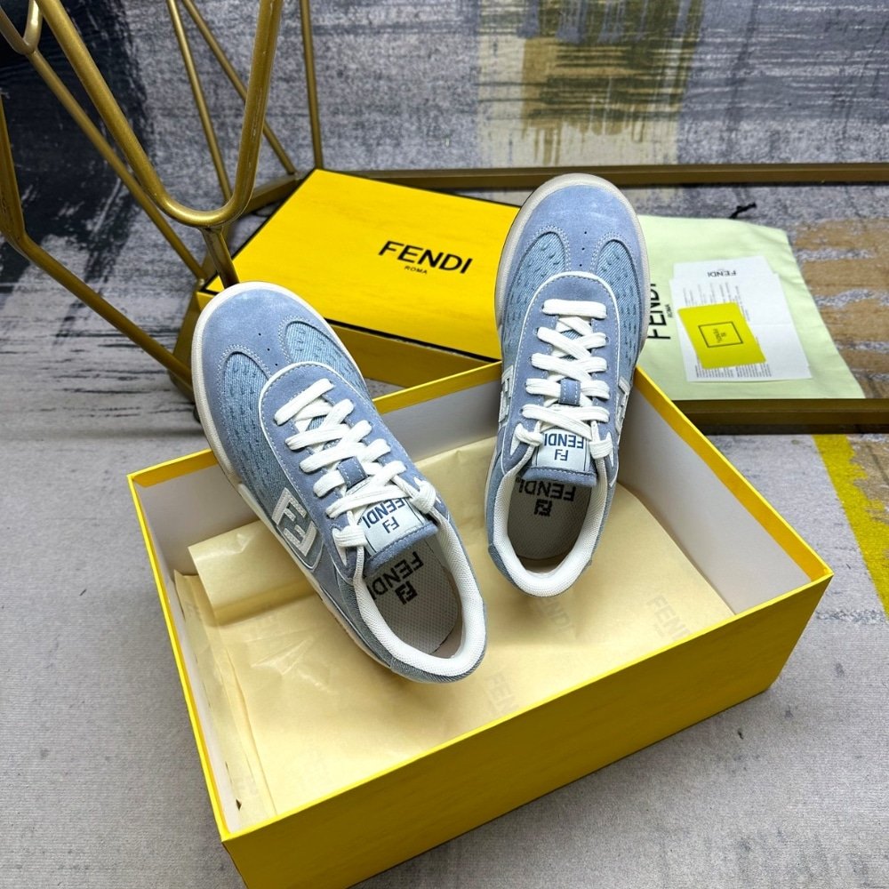 F**di Match Denim Fabric And Suede Low Tops Light Blue 8E8670Asb3F1Sv1