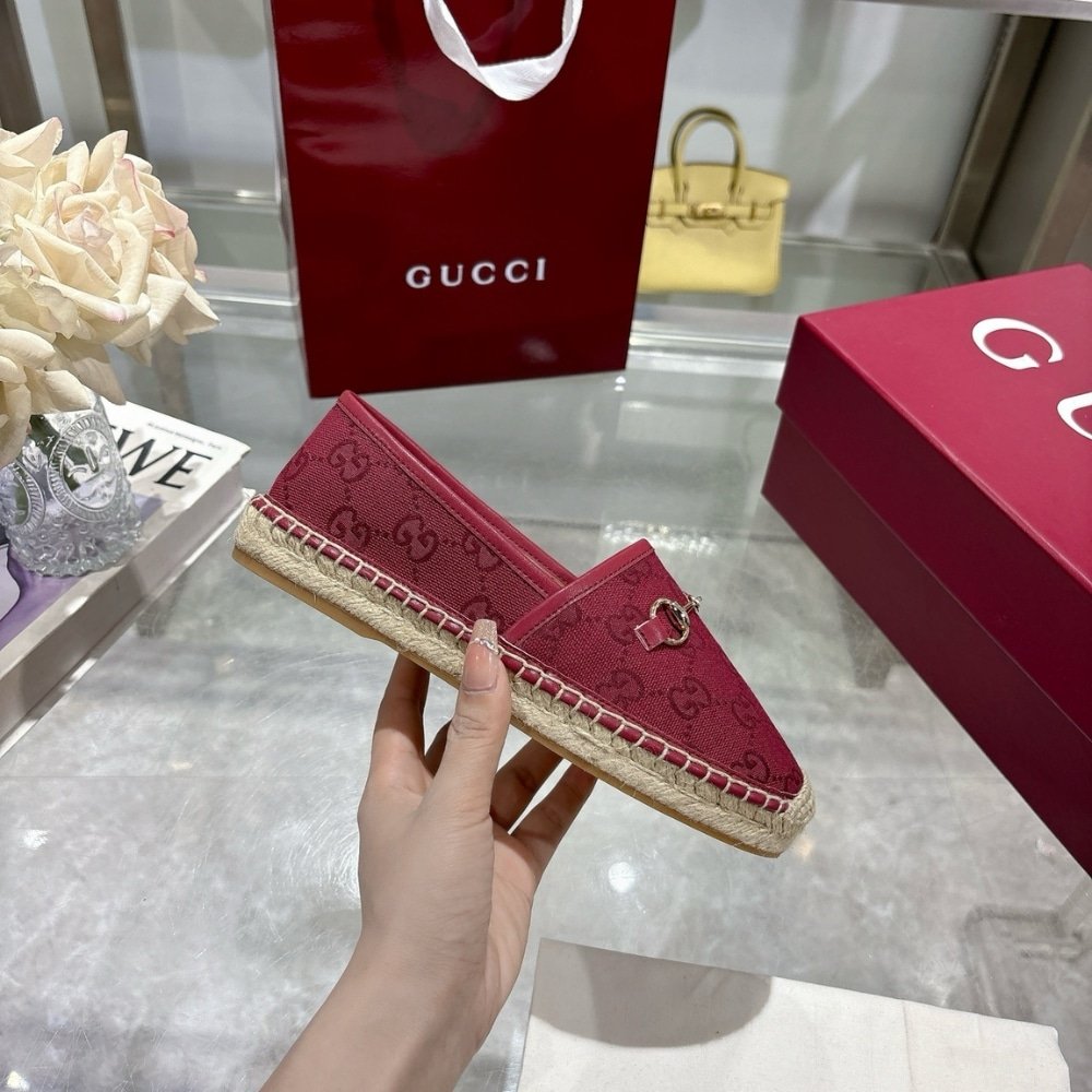Gvc*1 Women Espadrille With Horsebit Burgundy Gg Canvas