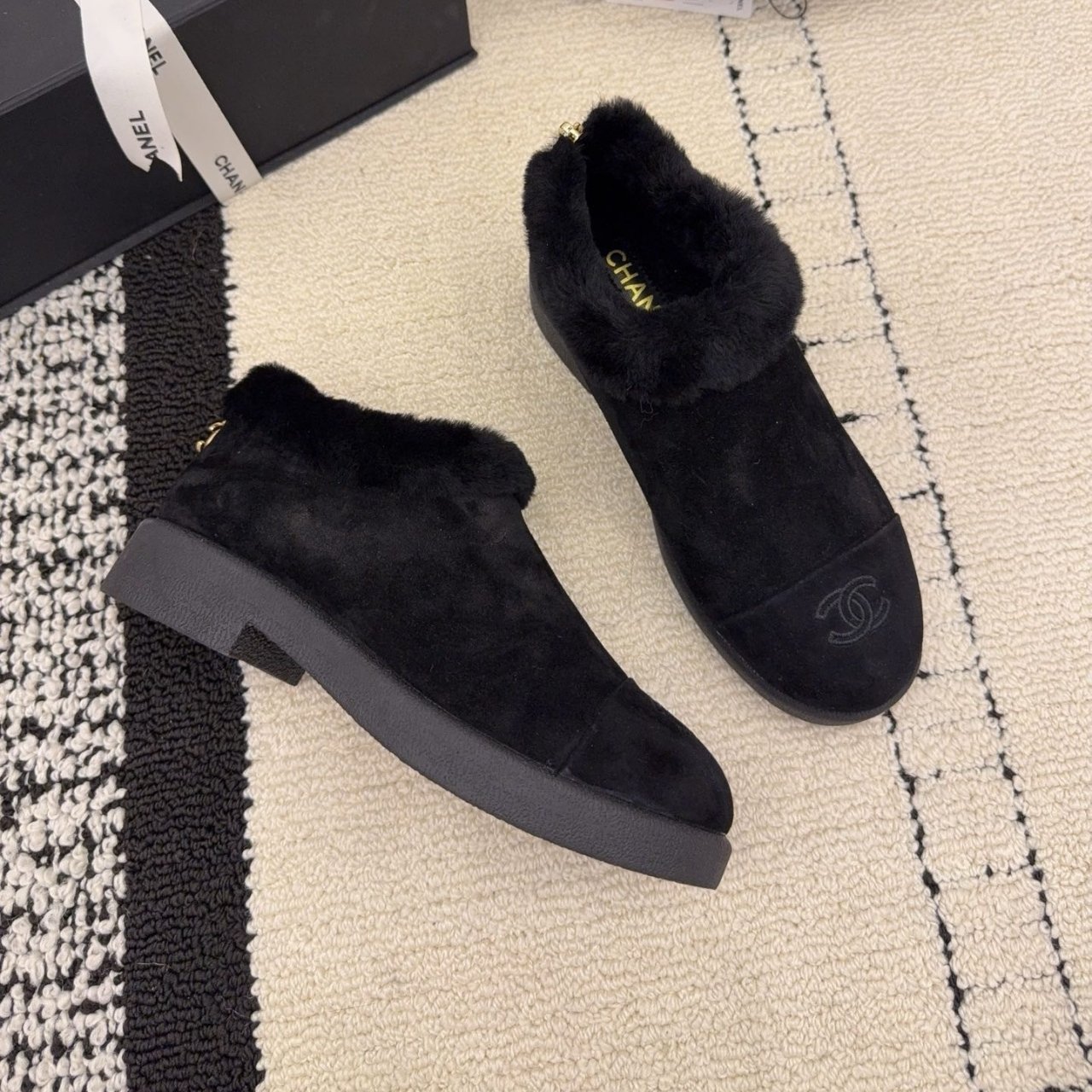 Ch**el Short Boots Shearling Black G45940 B17918 94305