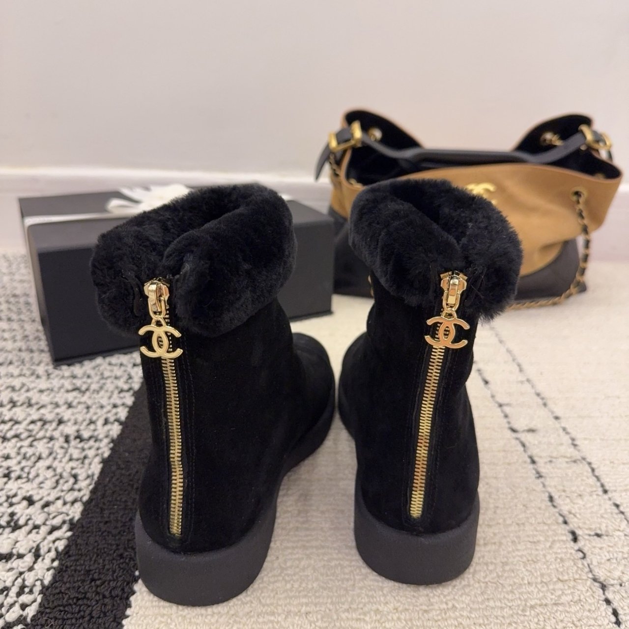 Ch**el Suede Ankle Boots Black G45941 B17918 94035