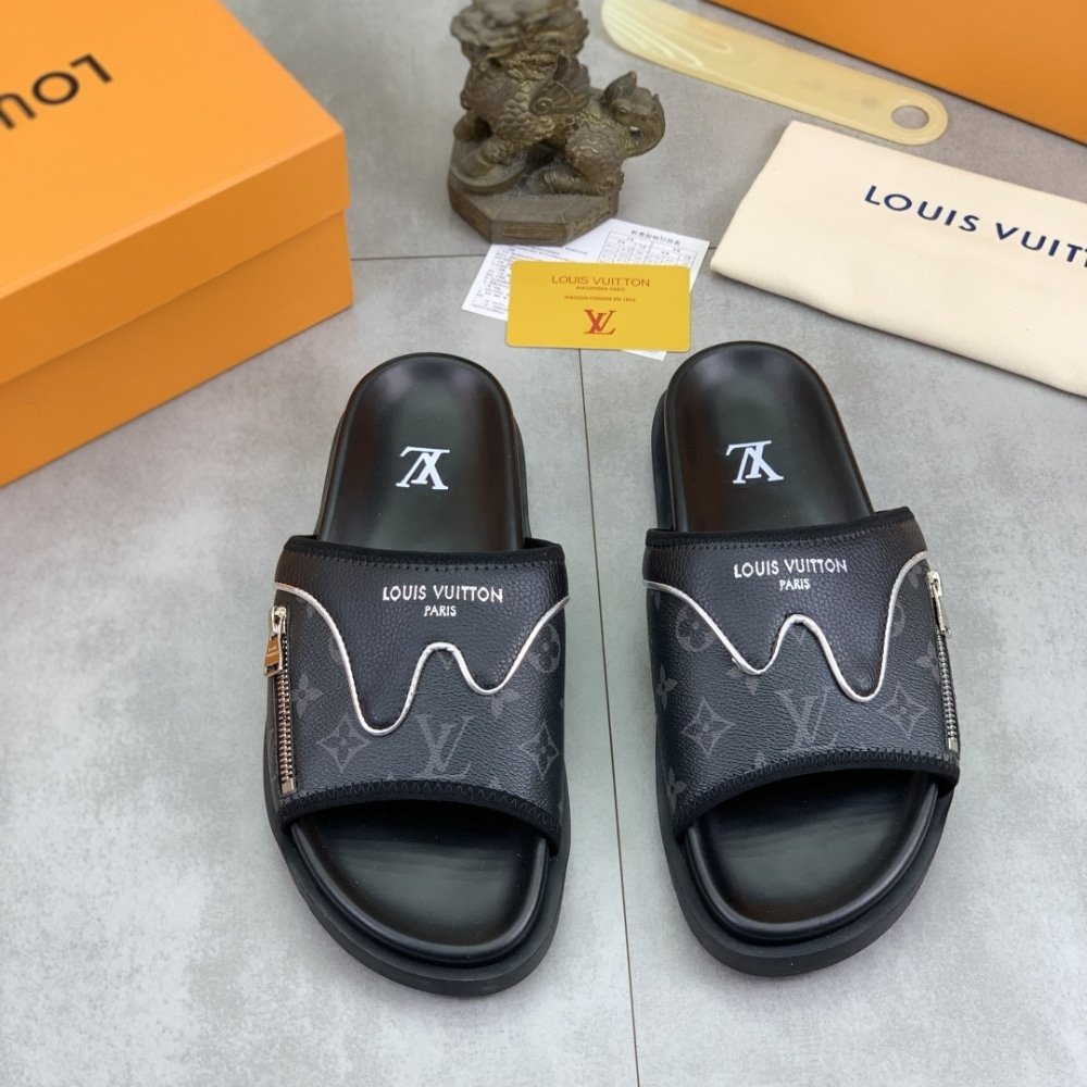 L0vis Vvtt0n Velcro Slippers Lock Edge Black