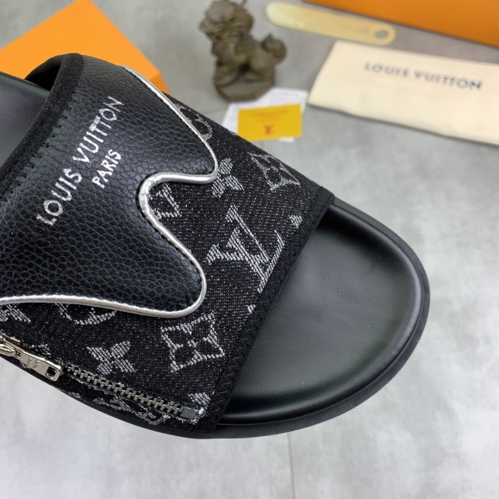 L0vis Vvtt0n Velcro Slippers Lock Edge Denim Black