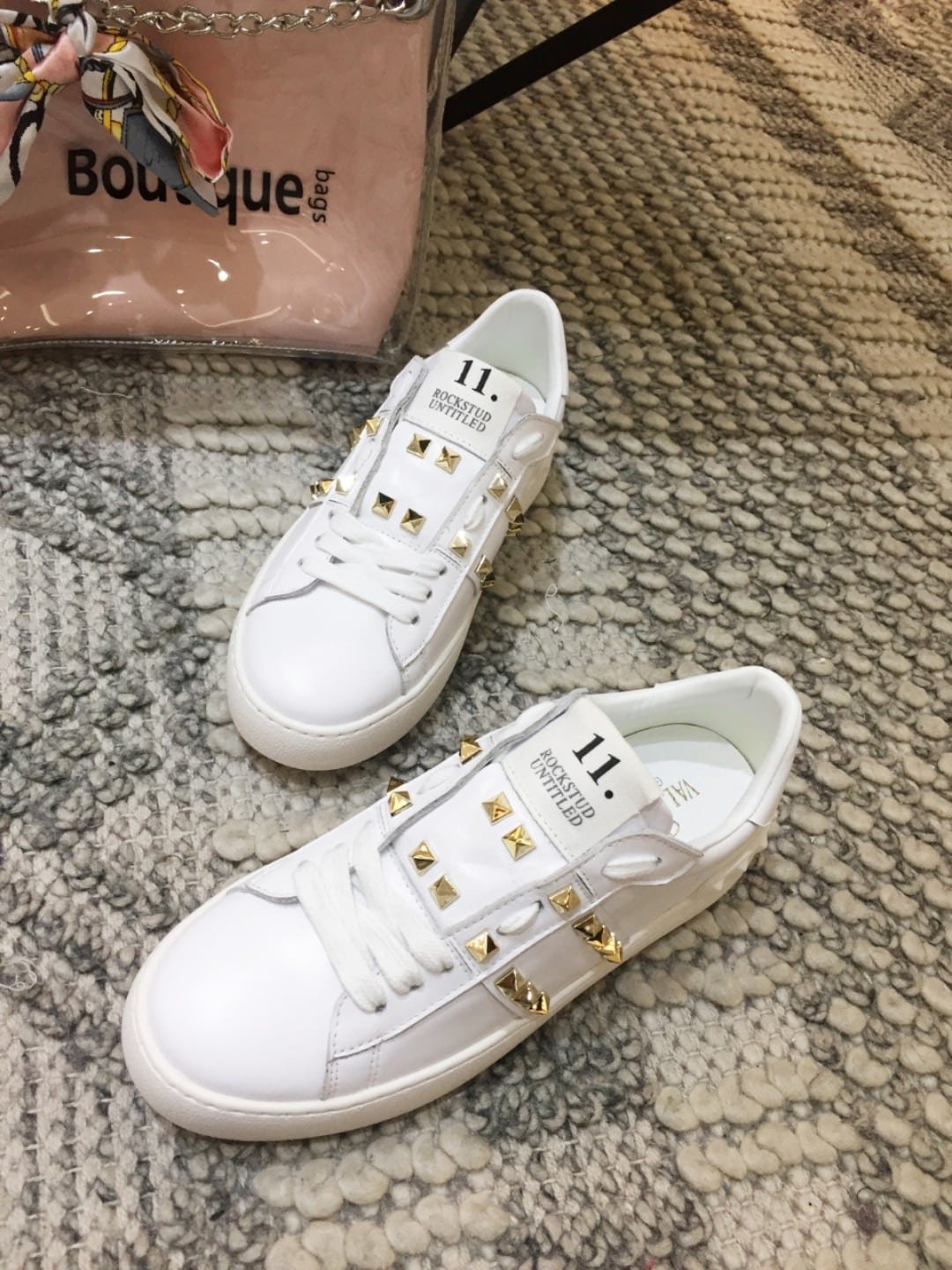 Va1e*ntin0 Calfskin Rockstud Untitled Sneaker Ys0931Bhs 0Bo
