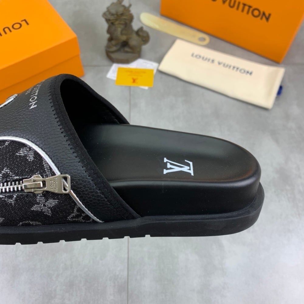 L0vis Vvtt0n Velcro Slippers Lock Edge Denim Black
