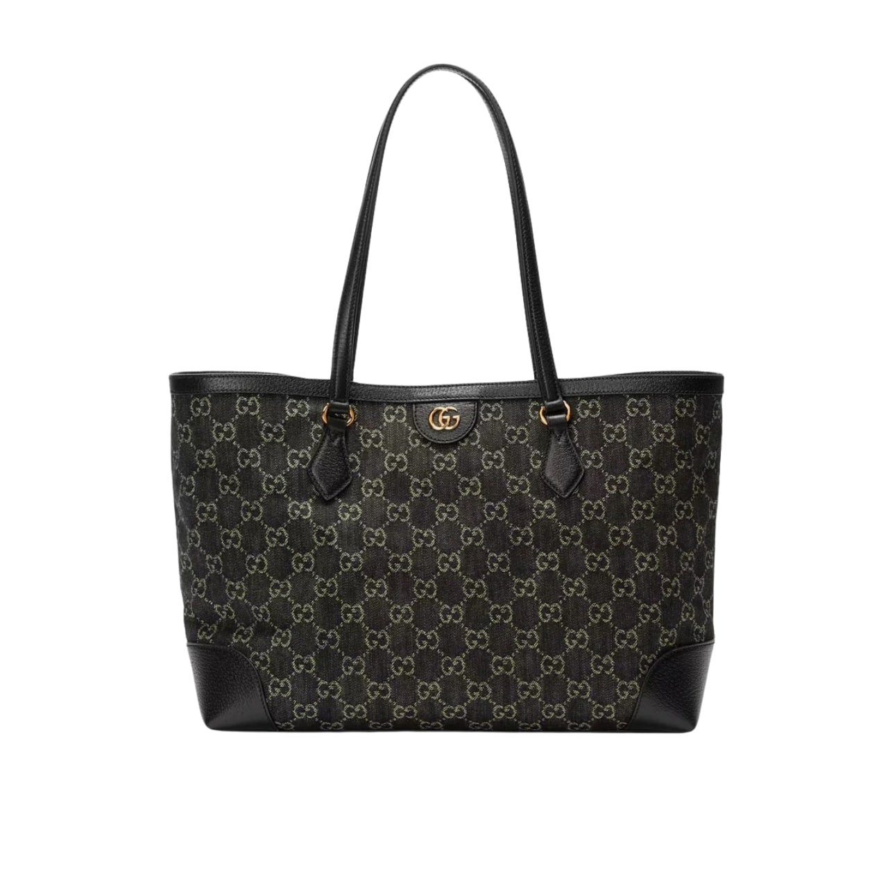 Gvc*1 Ophidia Medium Tote Bag In Gg Denim Black 38Cm 631685 Un3Bg 1274