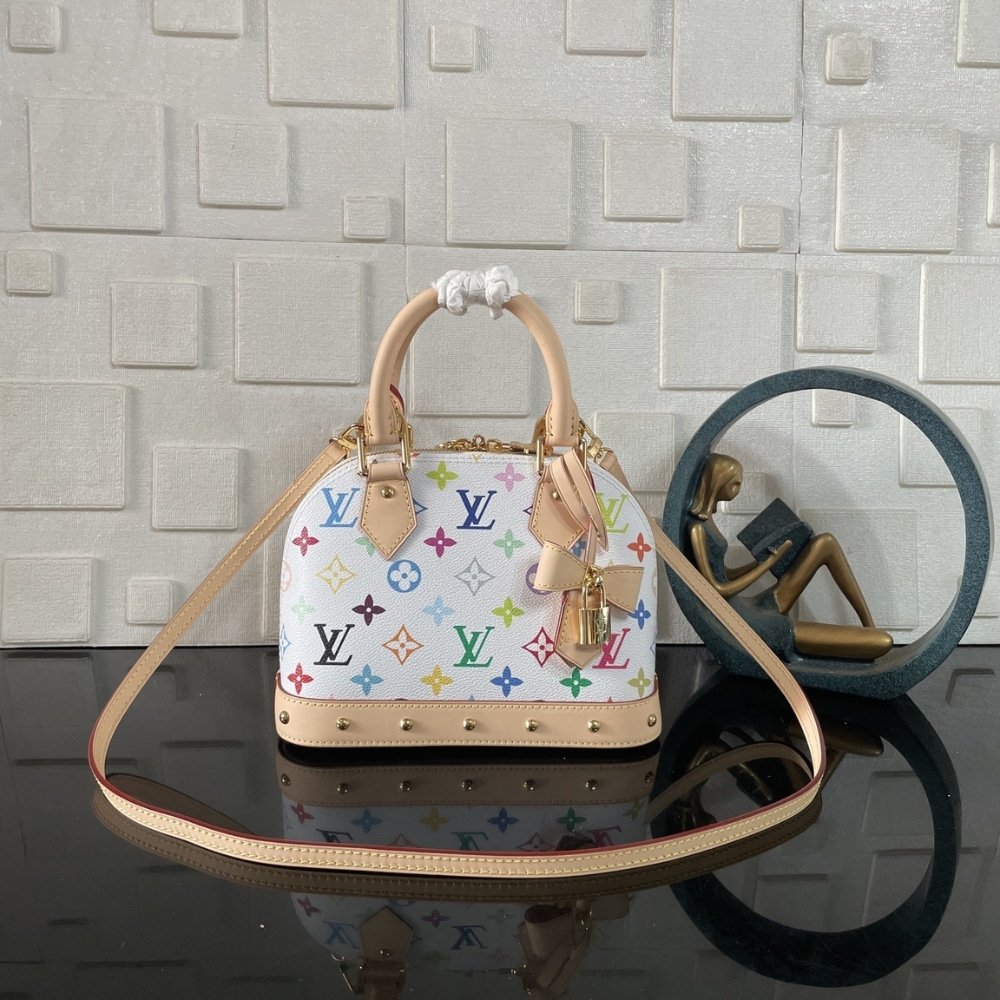 [S*per Vip 1:1] L0vis Vvtt0n X Takashi Murakami Alma BB Bag White Multicolor 23Cm M13078