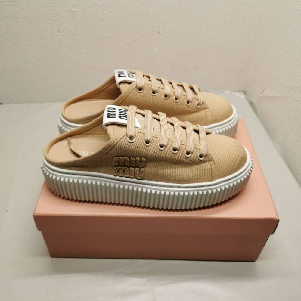M1um1u Denim Sneaker Mules Colonial Beige 5E390E 3Ars F0044 F 005