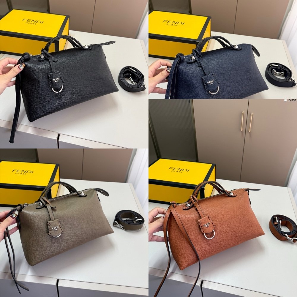 F**di By The Way Medium Leather Boston Bag Black 20Cm 8Bl1461D5F0Gxn