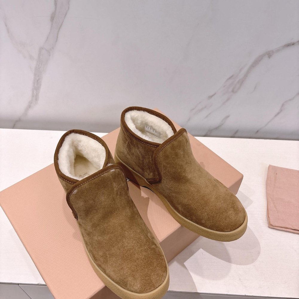 M1um1u Suede And Shearling Slip On Booties Cinnamon 5T558E 054 F0401 F D020