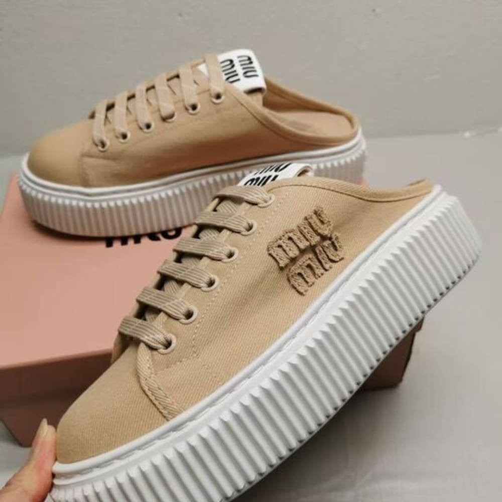 M1um1u Denim Sneaker Mules Colonial Beige 5E390E 3Ars F0044 F 005