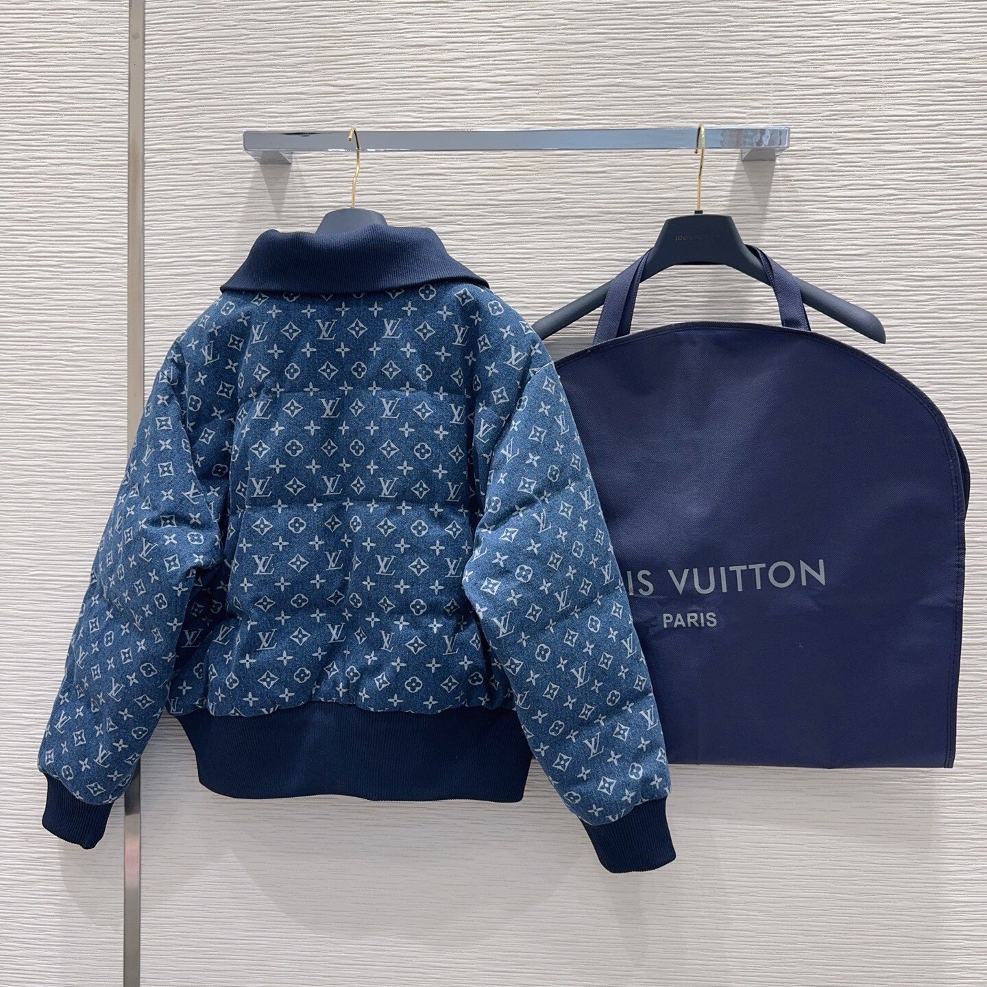 L0vis Vvtt0n Monogram Blue Denim Bomber Jacket