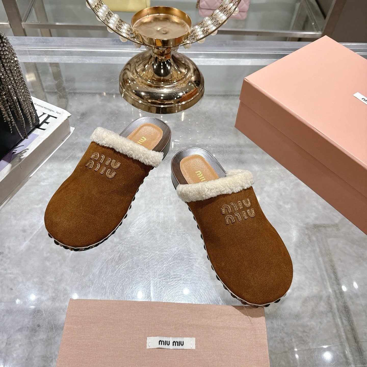 M1um1u Suede Clogs Cocoa Brown 5Z504E Z0G F0324 F Zf30