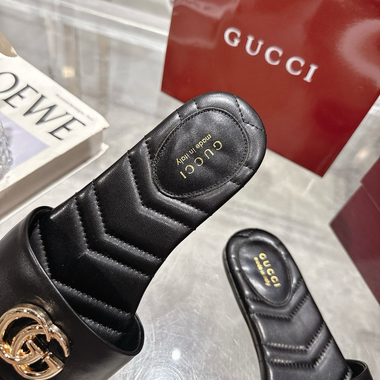 Gvc*1 Women Slide Sandal With Double G Black ‎832449 Bko00 1000
