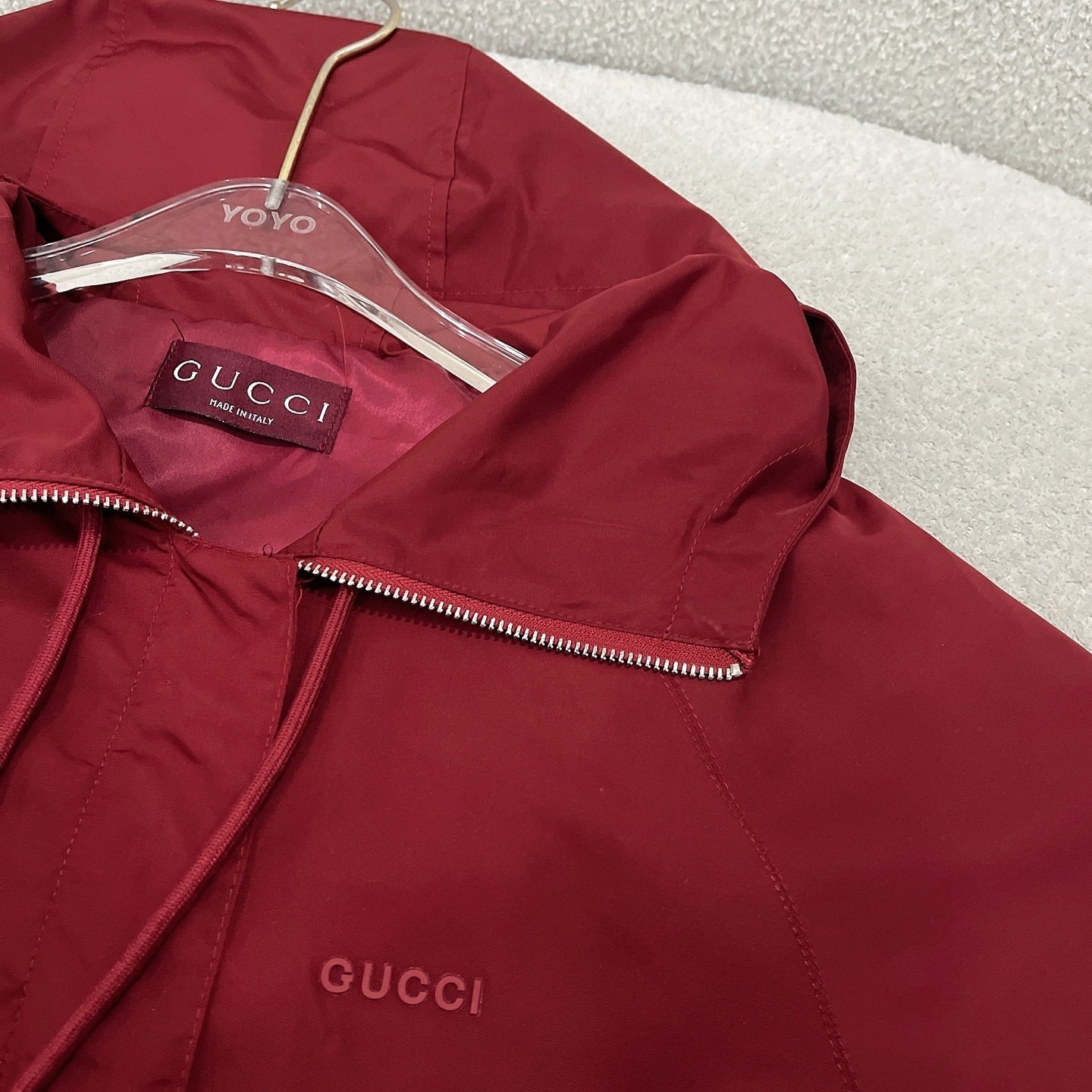 Gvc*1 Hooded Fabric Jacket With Logo Rosso Ancora Red 823752 Zar16 6052