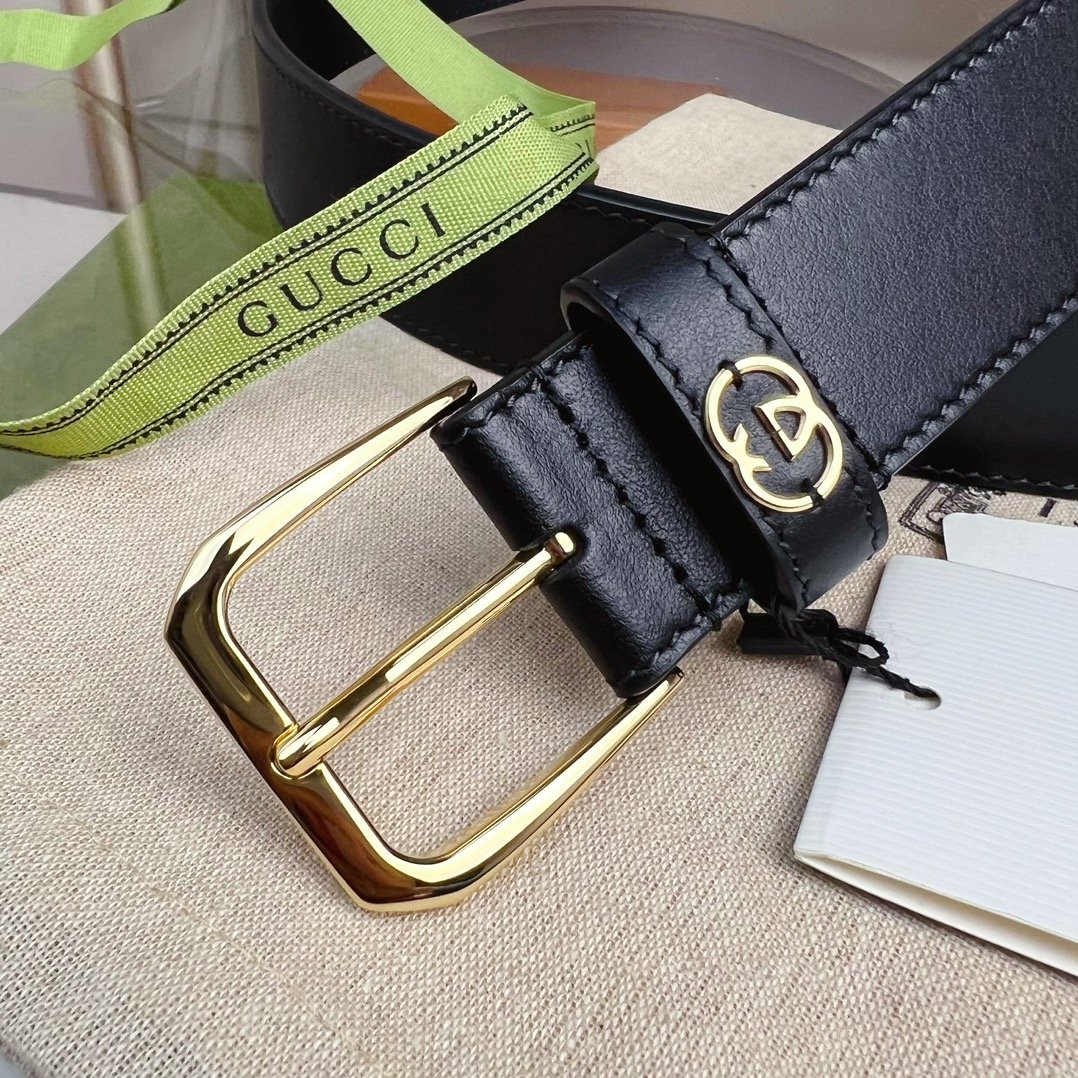 Gvc*1 Belt With Interlocking G Detail Black Leather 35Mm ‎673921 Ap00G 1000