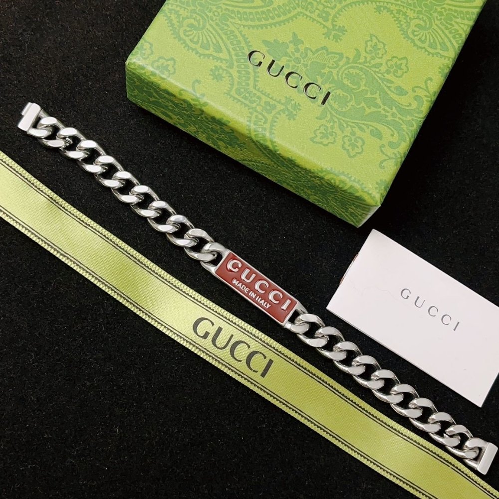Gvc*1 Sterling Silver Logo Bracelet Red 814980 J8410 8166