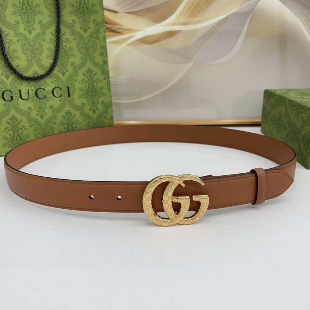 Gvc*1 Gg Marmont Thin Belt Orange Leather