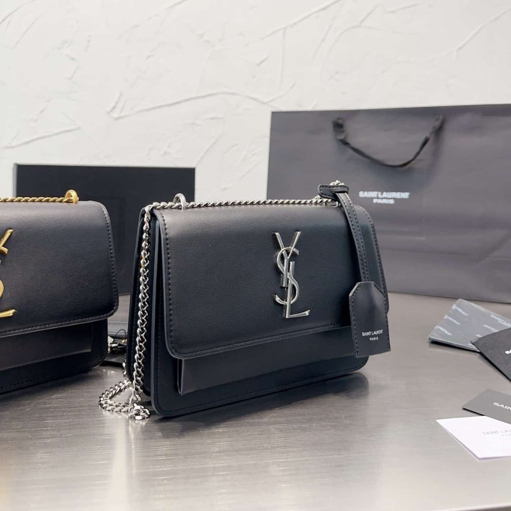 Sa1nt Lau*nt Sunset Medium In Smooth Leather Black 20Cm 442906D420N1000