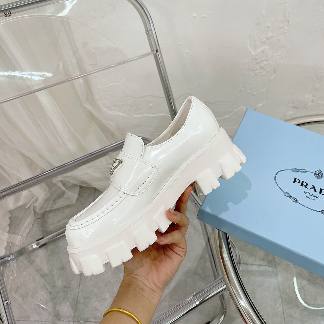 Pra*a Monolith Brushed Leather Loafers White 2De129 B4L F0009