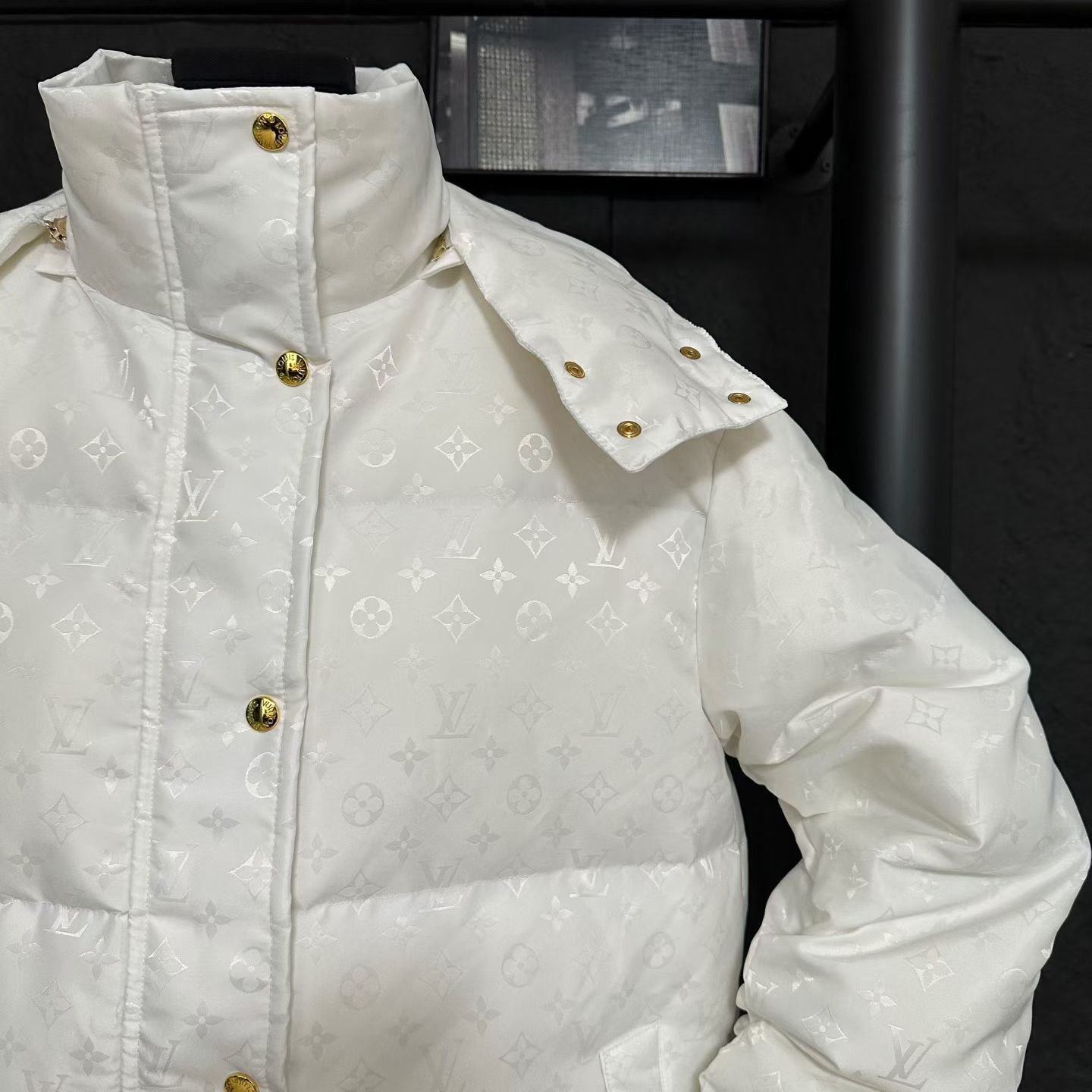 L0vis Vvtt0n Monogram Puffer Jacket White 1Agaws