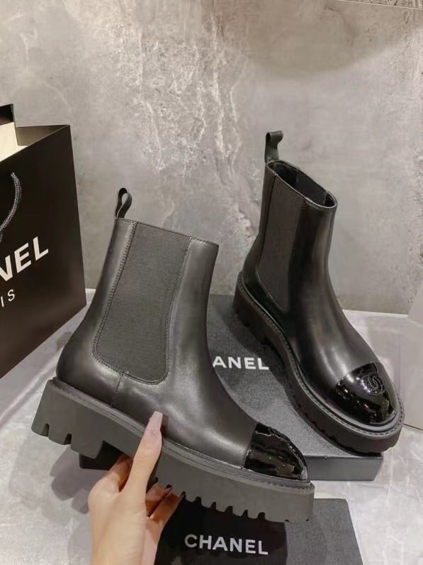 Ch**el Short Boots Matte Leather Black