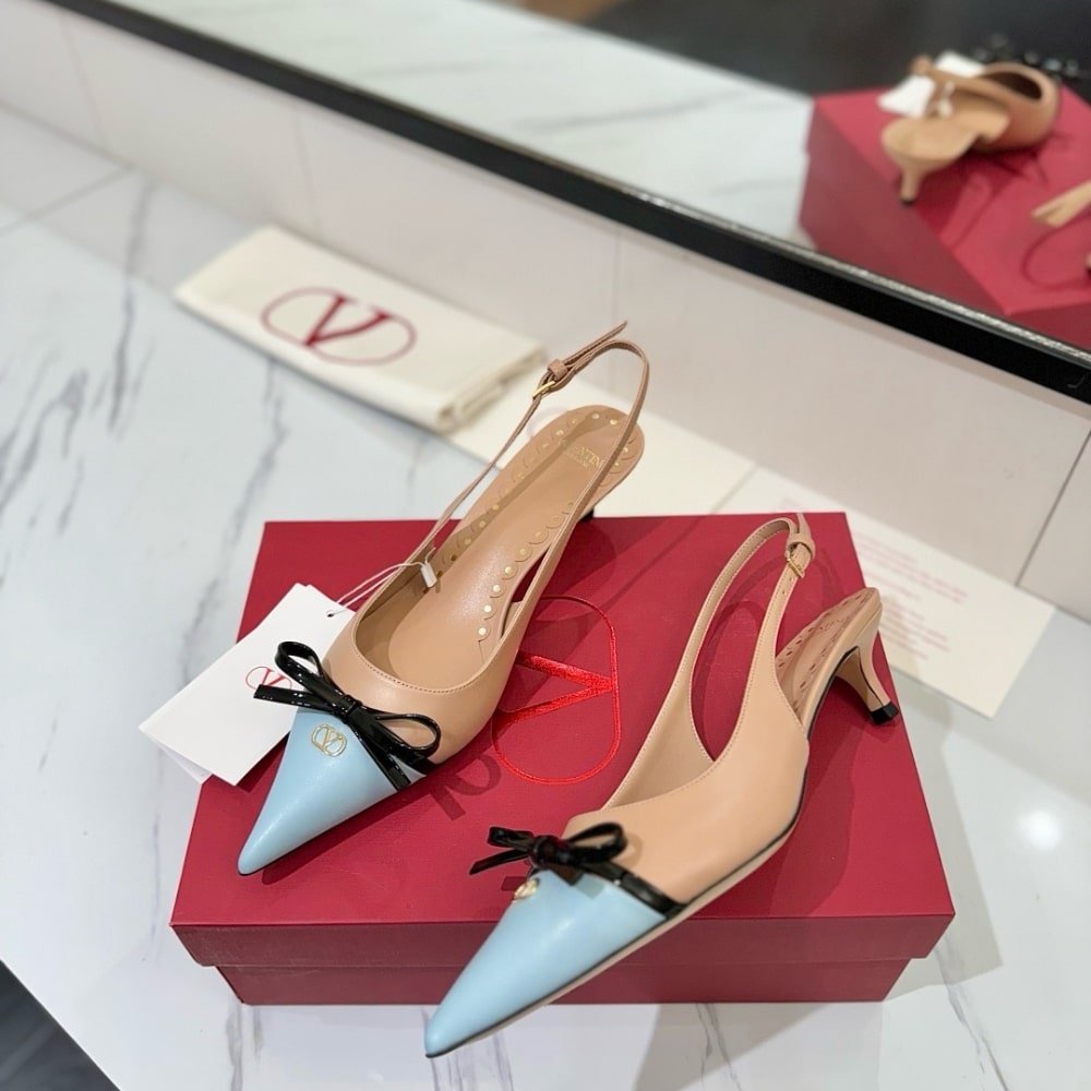 Va1e*ntin0 Bepointy Slingback Pumps Beige And Blue 6W2S0Ll3Yea Cvk