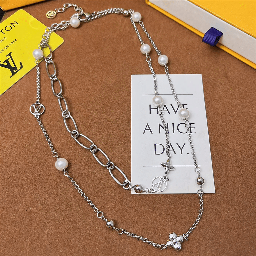L0vis Vvtt0n Lv Mix Chains Necklace Silver M02516
